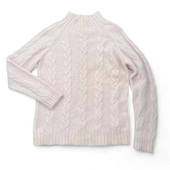 Y2K Preppy Coquette Snow Bunny Baby Pink Cable Knit Wool Angora Sweater - Picture 1 of 7
